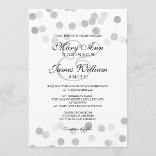 Invitación Elegante Boda Faux Relieve metalizado plateado Pur