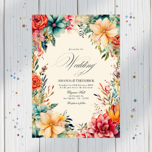 Invitación Elegante Boda Fiesta de color de agua con código Q