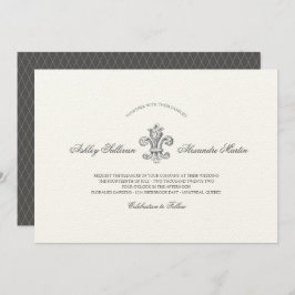 Invitación Elegante Boda Fleur de Lis con RSVP