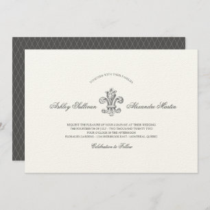 Invitación Elegante Boda Fleur de Lis con RSVP