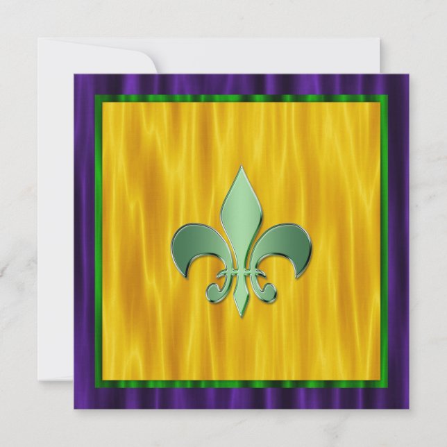 Invitación Elegante Boda Fleur De Lis Mardi Gras (Anverso)