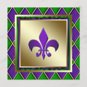 Invitación Elegante Boda Fleur De Lis Mardi Gras