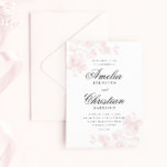 Invitación Elegante Boda floral<br><div class="desc">Esta Invitación a la Boda Rosada de Rubor Floral Vintage presenta botánicos rosas románticos, nombres de guiones y tipo clásico. Las flores blandas hacen que esto sea una invitación femenina, pero no demasiado. Perfecto para un boda de inspiración vintage, una boda al aire libre o un boda clásico y atemporal....</div>