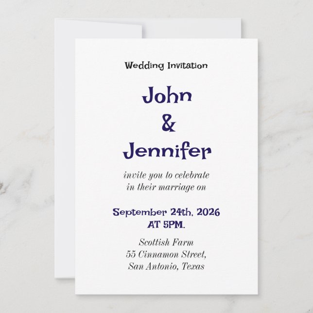 Invitación Elegante Boda floral (Anverso)