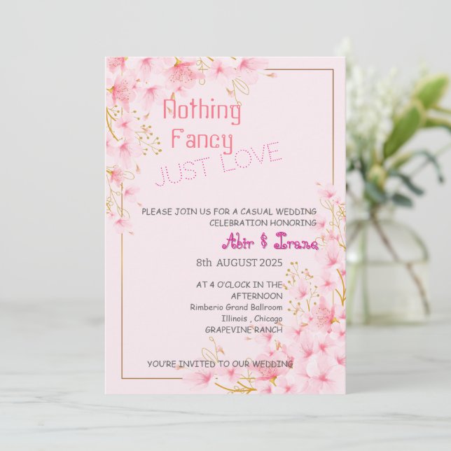 Invitación Elegante Boda floral 007 por Nasrin (Anverso de pie)