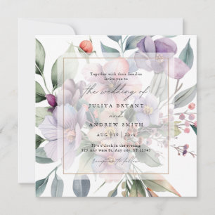 Invitación Elegante Boda floral acuarela