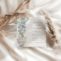 Elegante Boda Floral Acuarela Azul Polvoriento