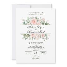 Elegante Boda Floral Acuarela Verde Salvia Rosado
