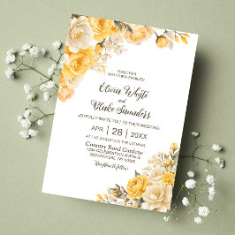 Invitación Elegante Boda floral amarillo