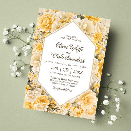 Invitación Elegante Boda floral amarillo