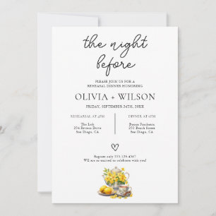 Invitación Elegante Boda floral amarillo para la cena