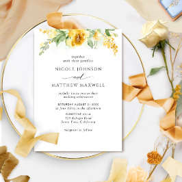 Invitación Elegante Boda floral amarillo y ocre