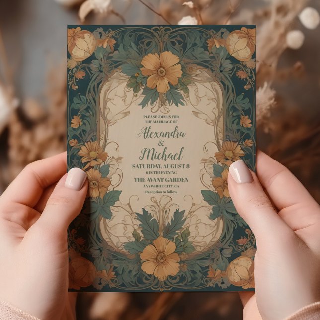Invitación Elegante Boda floral Art Nouveau (Subido por el creador)