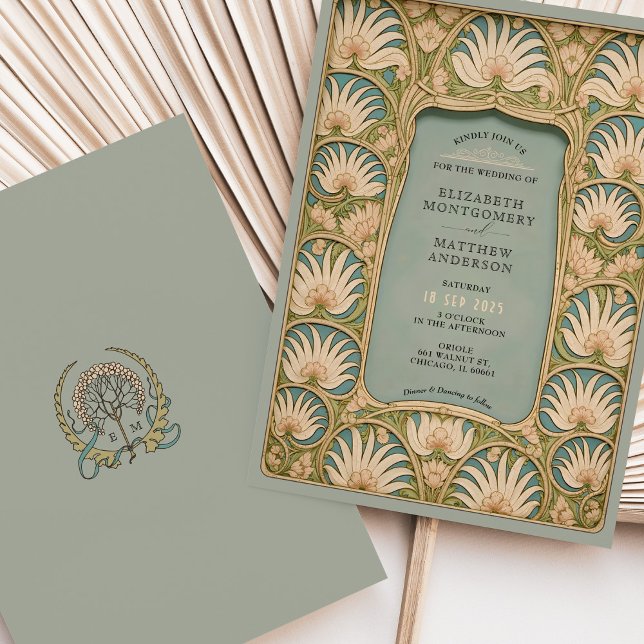 Invitación Elegante Boda floral Art Nouveau (Subido por el creador)