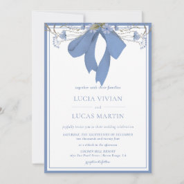 Invitación Elegante Boda Floral Azul
