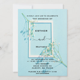 Invitación Elegante Boda floral azul