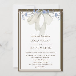 Invitación Elegante Boda Floral Azul