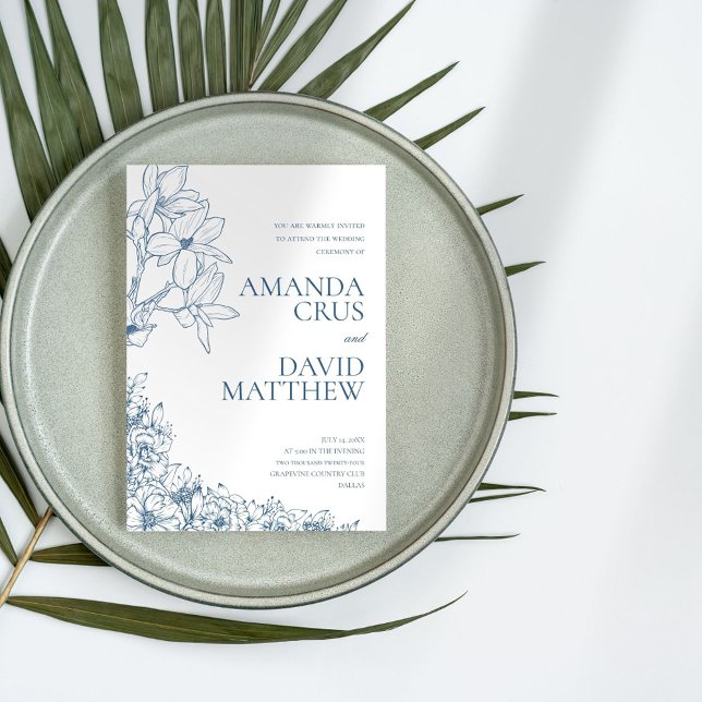 Invitación Elegante Boda floral azul (Subido por el creador)