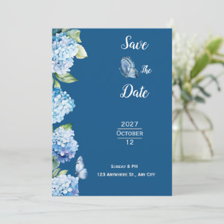 Invitación Elegante Boda floral azul