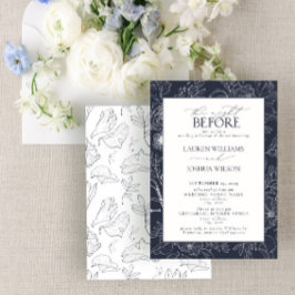 Invitación Elegante Boda floral azul de la Marina Cena