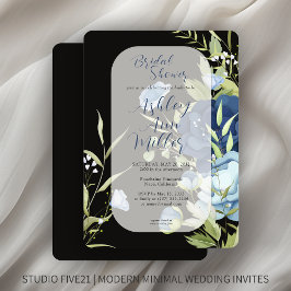 Invitación Elegante Boda floral azul ducha de novia