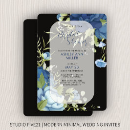 Invitación Elegante Boda floral azul ducha de novia