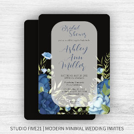 Invitación Elegante Boda floral azul ducha de novia