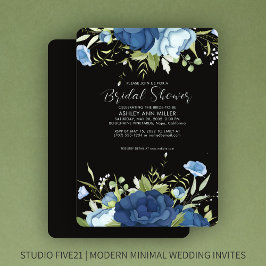 Invitación Elegante Boda floral azul ducha de novia