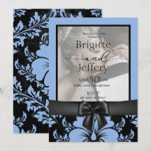 Elegante boda floral azul salva la fecha