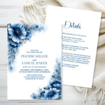 Elegante Boda Floral Azul Todo en Uno