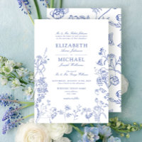 Elegante Boda floral azul vintage francés