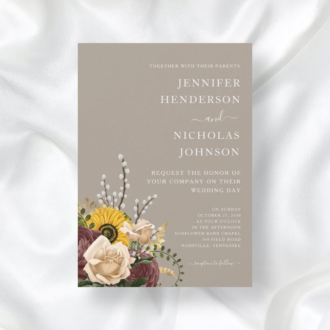 Invitación Elegante Boda Floral Beige (Subido por el creador)