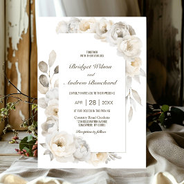 Invitación Elegante Boda floral blanco