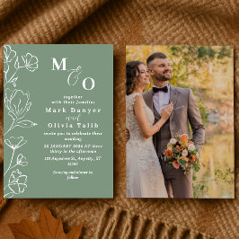 Invitación Elegante Boda floral blanco