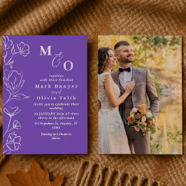 Invitación Elegante Boda floral blanco