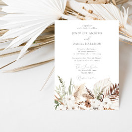 Invitación Elegante Boda floral blanco bohemio