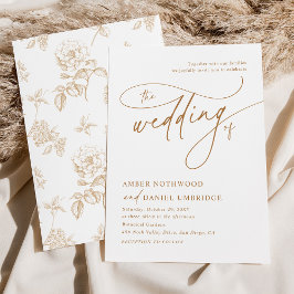 Invitación Elegante Boda floral blanco y dorado