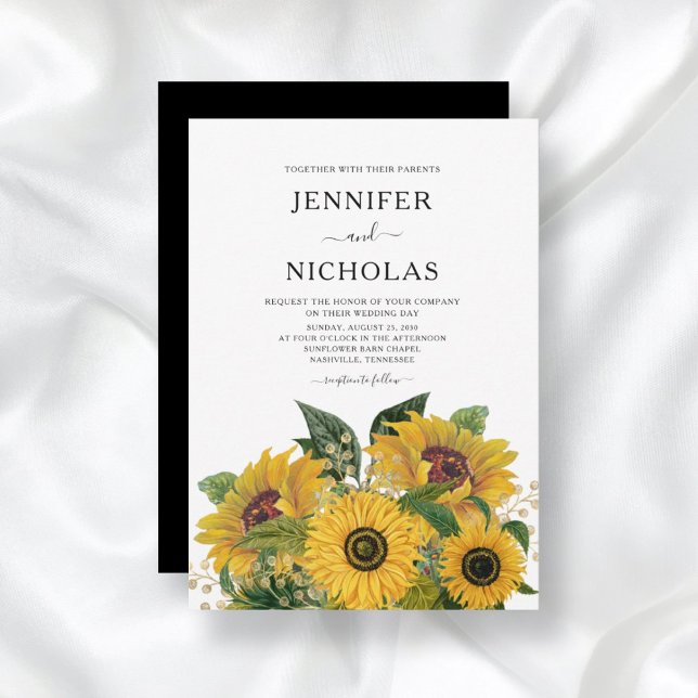Invitación Elegante Boda Floral Blanco Y Negro (Subido por el creador)
