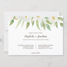 Invitación Elegante Boda floral blanco y verde