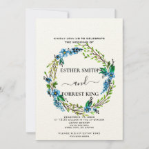 Elegante Boda floral Blue Flowers Purple Berries