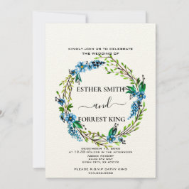 Invitación Elegante Boda floral Blue Flowers Purple Berries