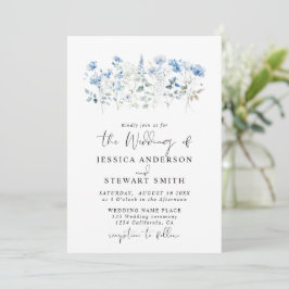Invitación Elegante Boda Floral Blue Wildflowers