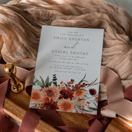Invitación Elegante Boda floral bohemio de verano y otoño