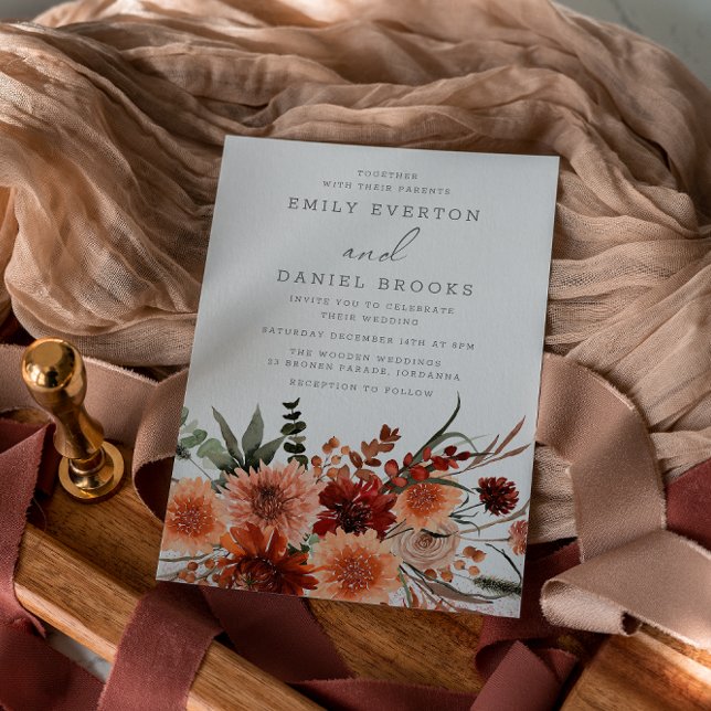 Invitación Elegante Boda floral bohemio de verano y otoño (Subido por el creador)