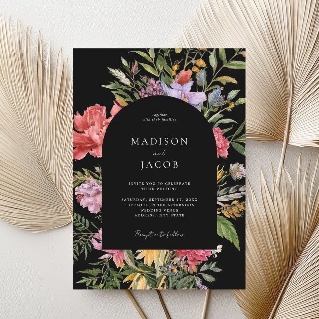 Invitación Elegante Boda floral Boho Black Dutch (Subido por el creador)