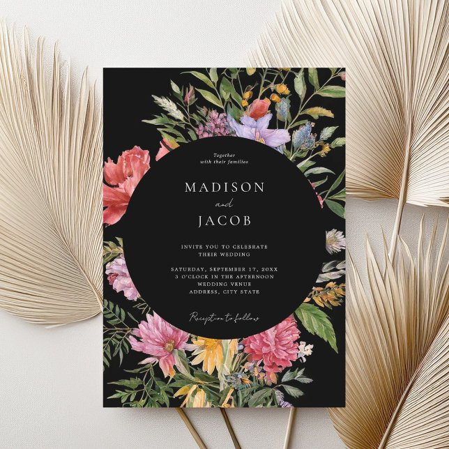 Invitación Elegante Boda floral Boho Black Dutch (Subido por el creador)