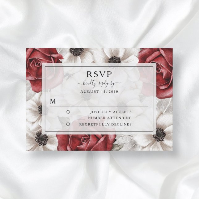 Invitación Elegante Boda Floral Borgoña RSVP (Subido por el creador)