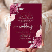 Elegante Boda Floral Burgundy Rosa Plateado