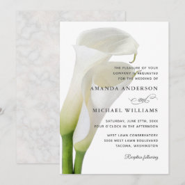 Invitación Elegante Boda Floral Calla Lilies Blanco
