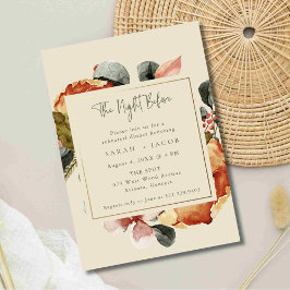 Invitación Elegante Boda Floral Cena de Ensayo